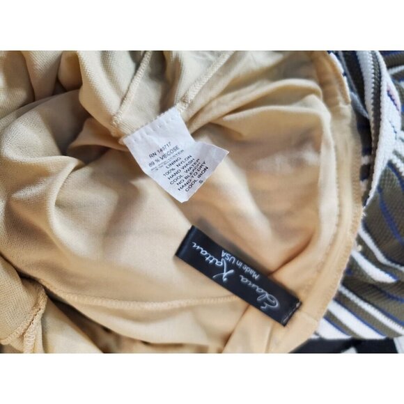 Elana Kattan EUNICE Sleeveless Paneled Fitted Striped Mid Calf Dress Womens Sz S - Picture 5 of 5